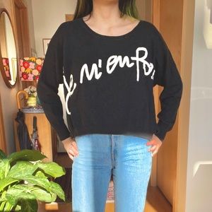 UO Sparkle & Fade Dark Gray “Je M’en Fou” Sweater